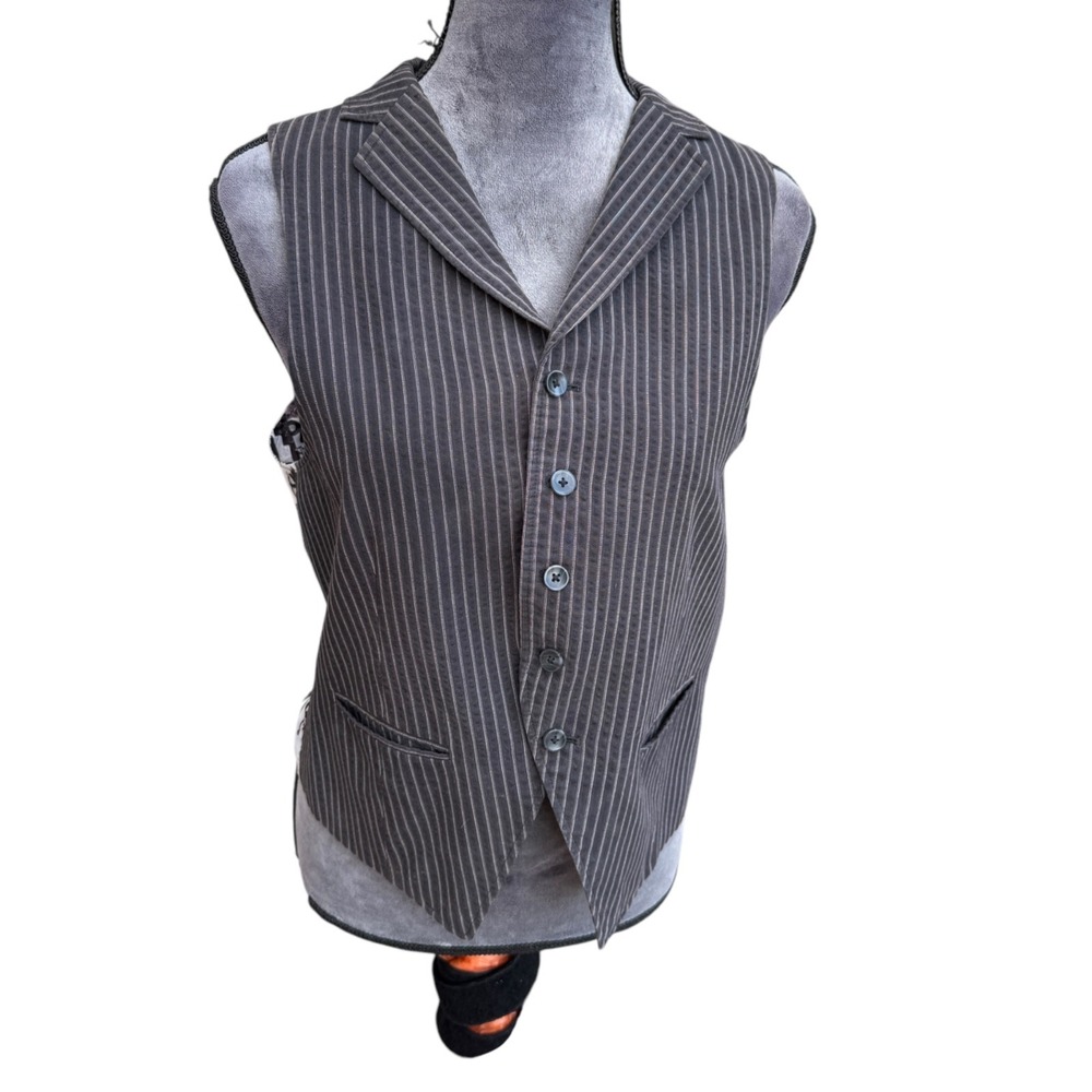 Billy London Pinstripe Vest Queen Graphic Back Steampunk Punk Rock Size